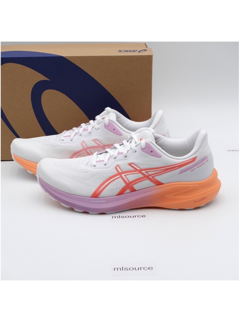 NEW Size 9.5 Women's ASICS GT-1000 13 Running Shoes 1012B663-101 White/Coral Ree - Picture 1 of 7